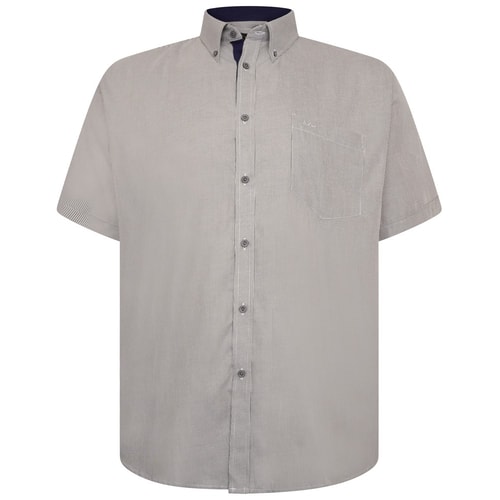 KAM Kurzarm-Streifenhemd Anthrazit